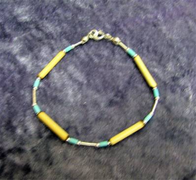 SILVER WITH TURQUOISE & BAMBOO BRACELET. 192NB