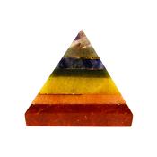 Gemstone Pyramid made in layers of stone in Chakra coloures.   SP15320POL 