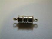 SILVER PLATED MAGNETIC BARREL CLASP. 15MM LONG X 5MM DIA. SPMAGFASTEN