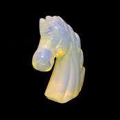 CARVING OF A UNICORN HEAD IN OPALITE.   SPR14742POL