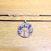 TREE OF LIFE NECKLACE WITH FLUORITE CRYSTALS (SILVER PLATED).   SPR14314N