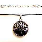 Tree Of Life Pendant Style Necklace With Black Obsidian.   SPR15499PEND