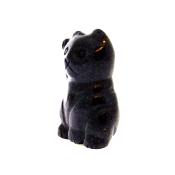 Lucky Chinese Waving Cat Carving in Blue Goldstone.   SPR15160POL
