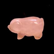 CARVING OF A PIG IN ROSE QUARTZ.   SPR15068POL