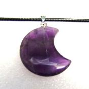 CRESCENT MOON PENDANT IN AMETHYST ON WAXED CORD.   SPR13967PEND