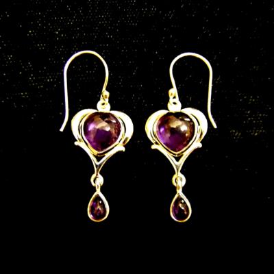 AMETHYST PENDANT STYLE EARRINGS WITH 925 SILVER SETTING.   SPR14289ER