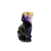 Gemstone Sitting Dog Figure carved in Fluorite.   SPR15353POL
