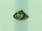 925 SILVER ROUND CAB GREEN AMBER RING. BZ6C120001