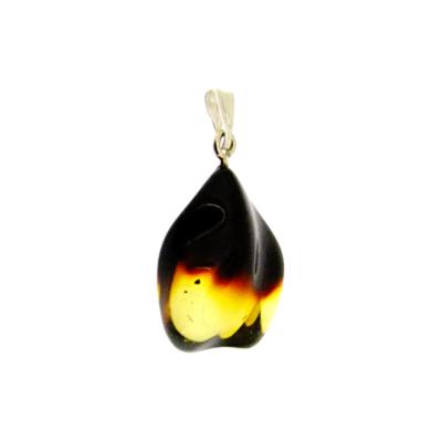 BI-COLOURED POLISHED BALTIC AMBER PENDANT WITH 925 SILVER BAIL.   SP14287PEND