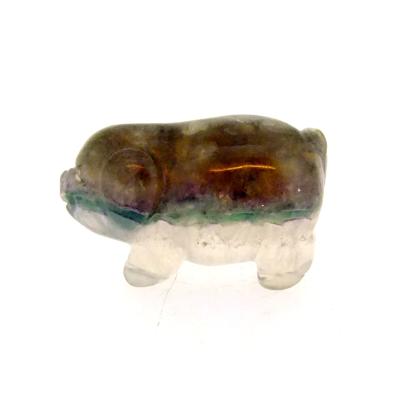 CARVING OF A PIG IN FLUORITE.   SPR15071POL