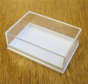 10 X PLASTIC DISPLAY BOX - WHITE BASE WITH CLEAR TOP (P1 SIZE). P1/59/41/21