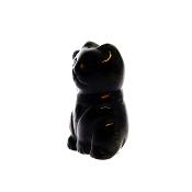 Lucky Chinese Waving Cat Carving in Black Obsidian.   SPR15158POL