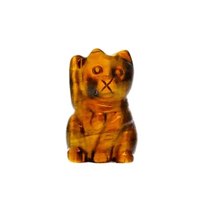 Lucky Chinese Waving Cat Carving in Tigerseye.   SPR15164POL
