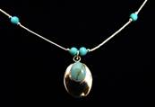 NATIVE AMERICAN SILVER WITH TURQUOISE PENDANT NECKLACE. 027NT