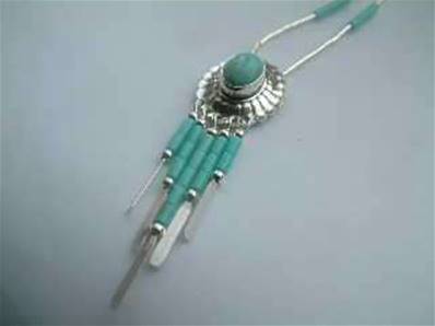 Necklace with Oval Turquoise - 048NZ