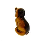 Gemstone Sitting Dog Figure carved in Tigerseye.   SPR15329POL