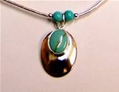 NATIVE AMERICAN SILVER WITH TURQUOISE PENDANT NECKLACE. 027NT