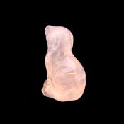 Gemstone Sitting Dog Figure carved in Rose Quartz.   SPR15355POL