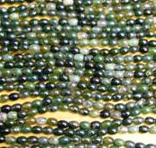 MOSS AGATE RICE BEADS ON A STRING. SPR6038