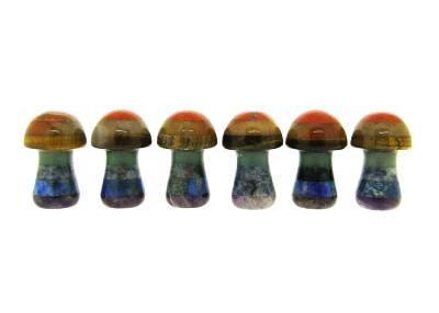 Mixed Gemstone Mushroom/ Toadstool Carving in Chakra Colours.   SPR15659POL