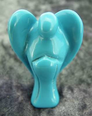 ANGEL CARVING IN RECONSTITUTED TURQUOISE.   SPR3876POL