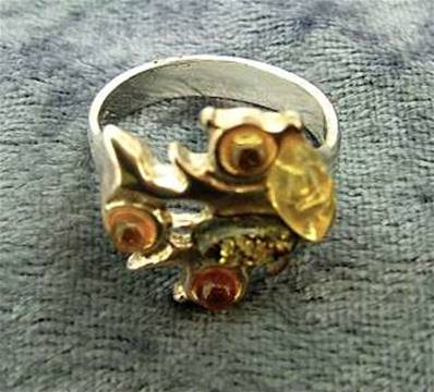 925 SILVER WITH AMBER RING. SPR4224RG