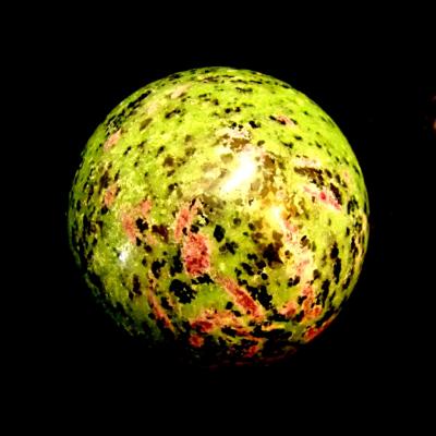 GEMSTONE SPHERE IN RUBY WITH ZOISITE.   SP14015SLF