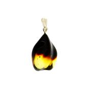 BI-COLOURED POLISHED BALTIC AMBER PENDANT WITH 925 SILVER BAIL.   SP14287PEND