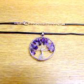 TREE OF LIFE NECKLACE WITH AMETHYST CRYSTALS (SILVER PLATED).   SPR14308N.