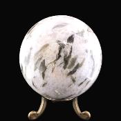 Gemstone Sphere In Green Moonstone With Feldspar.   SP17383POL