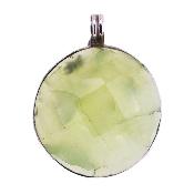 A unique 925 Silver designer piece featuring a faceted round cabochon in Prehnite.   SP2545PEND