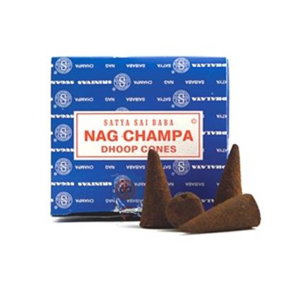 NAG CHAMPA DHOOP CONES. (12 CONES WITH STAND). 28g PER BOX. SPR1149