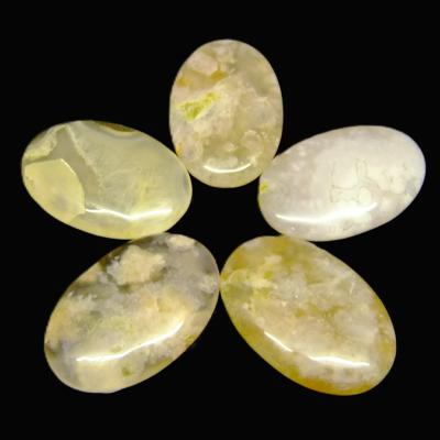 Flower Agate Flat Oval Palm Stone.   SPR16609POL
