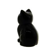 Gemstone Carving Of A Cat (Large Size) In Black Obsidian.   SPR16937POL