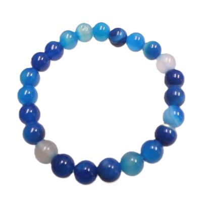 PLAIN POWER BEAD BRACELET IN BLUE DYED AGATE. (NO TOGGLE) 10 PACK.   SPR17174BRWH
