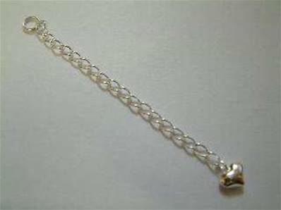 STERLING SILVER EXTENSION CHAIN FEATURING HEAR AT THE END. 65MM LONG. 230278