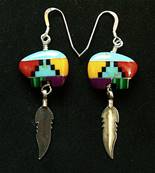 MULTI COLOURED MOSAIC 'BEAR' EARRINGS. 078E