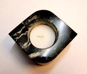 BLACK & WHITE MARBLE SINGLE HOLE TEA LIGHT HOLDER.   SPR11419POL