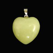 NEW JADE MINI PUFF HEART PENDANT FEATURING SILVER PLATED BAIL.   SPR15997PEND