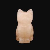 Gemstone Carving Of A Cat (Large Size) In Rose Quartz.   SPR16931POL