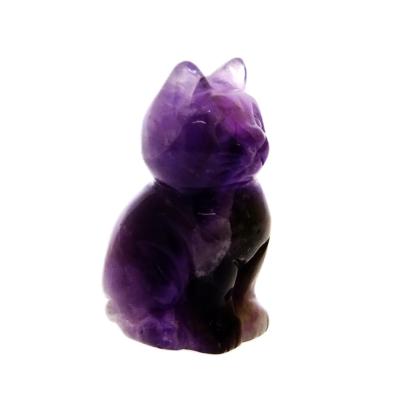 Gemstone Carving Of A Cat (Large Size) In Amethyst.   SPR16934POL