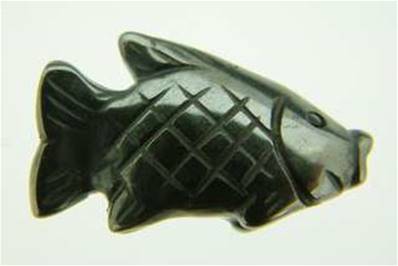 CARVING OF FISH IN HEMATITE. SPR3980POL