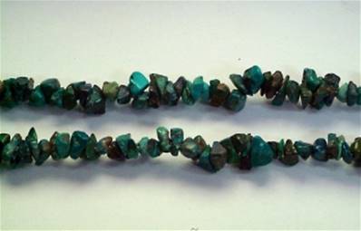 CHRYSOCOLLA GEM CHIP NECKLACE. 18" LONG. 28g. SPR676