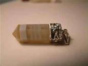 Banded Agate Indian Silver Hexagonal pendant. 1106