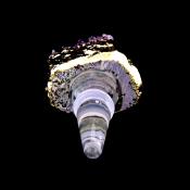 GLASS BOTTLE STOPPER WITH GOLD BANDED AMETHYST DRUZE TOP.  SPR14685POL   
