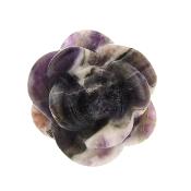 Rose Flower Head Carving In Chevron Amethyst.   SP16290POL
