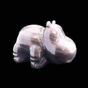 Carving Of A Hippopotamus In Silver Sheen Obsidian.   SP17230POL