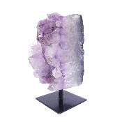 Amethyst Druze Polished Edge Crystal Specimen On Metal Display Stand.   SP17486POL