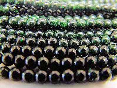GREEN GOLDSTONE BEAD STRING.   SPR355