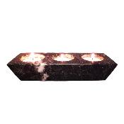 Triple Hole Tea Light Holder In Black Zebra Jasper.   SPR17243POL